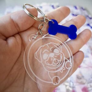 Chaveiro Acrílico Cristal com Pingente 30und